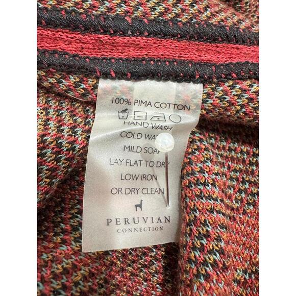 Peruvian Connection Red Aztec Hokkaido 100% Pima Cotton Fresco Kimono Cardigan - Picture 4 of 4